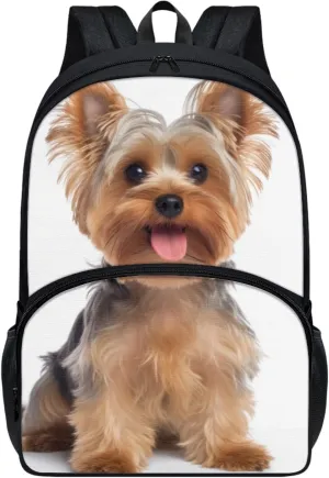 17in Yorkshire Terriers Dog Backpack Lightweight Bookbags Travel Picnic Kawaii Cute Puppy Dog School Bag Children Aged 6-18 Elementary High School Kids