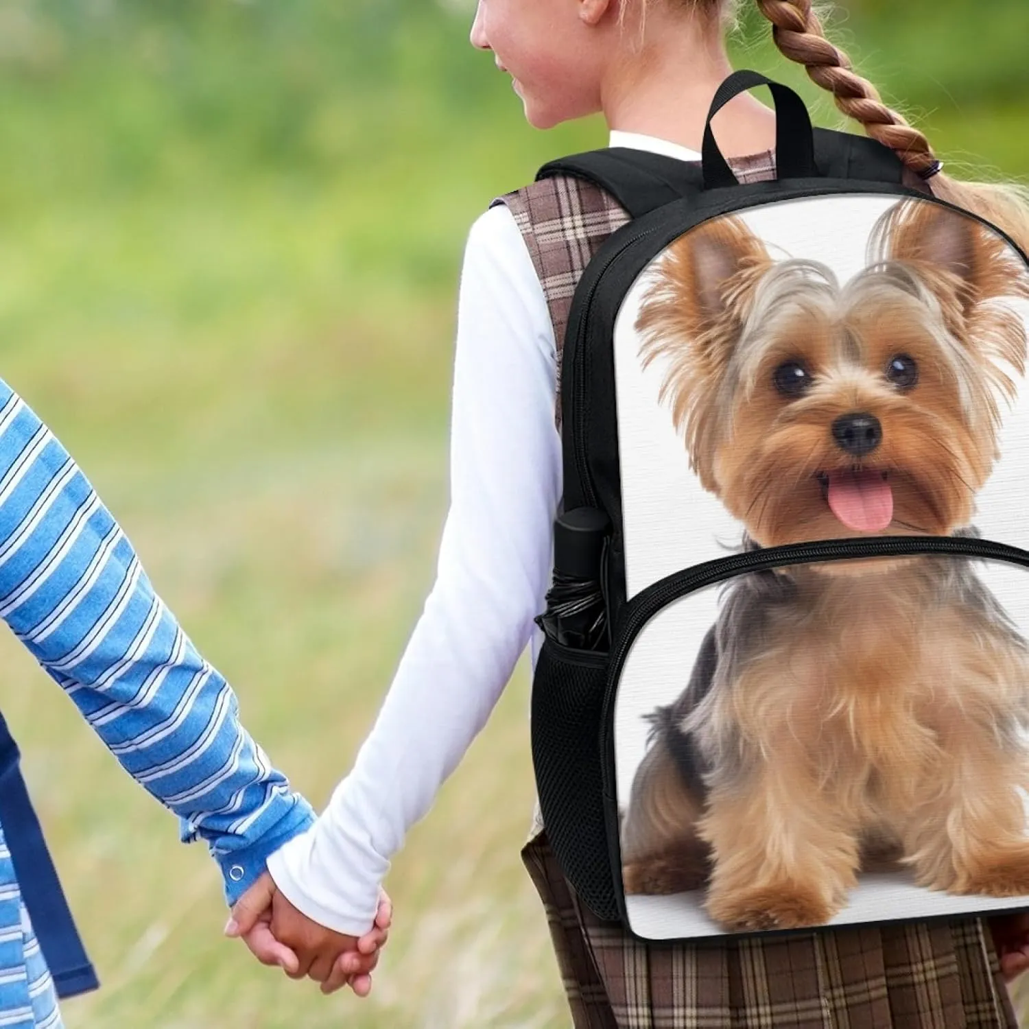 17in Yorkshire Terriers Dog Backpack Lightweight Bookbags Travel Picnic Kawaii Cute Puppy Dog School Bag Children Aged 6-18 Elementary High School Kids