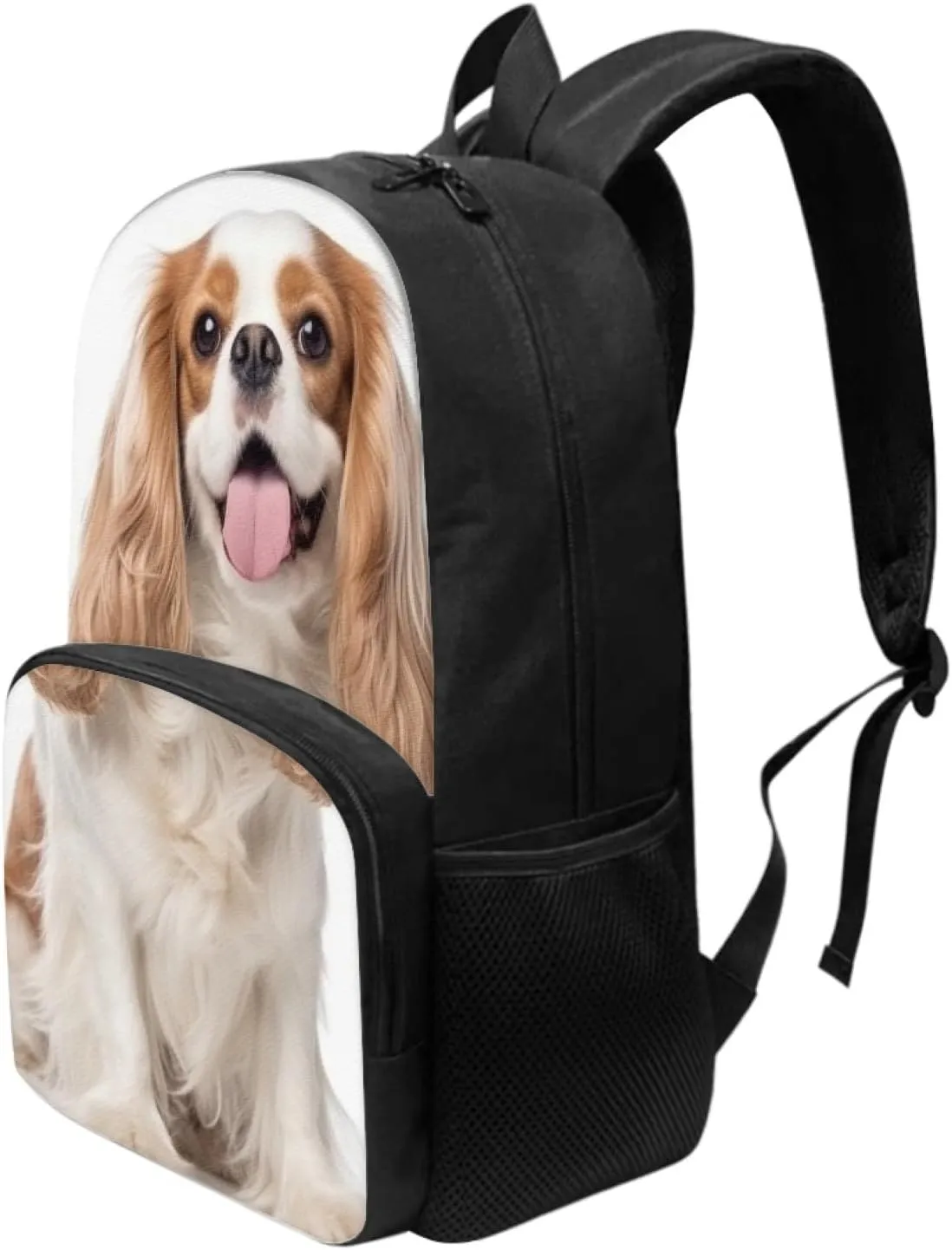 2023 Cavalier King Charles Spaniel Backpack 17" Large Capacity Cute Puppy Dog Bookbags Boys Girls Aged 6-18 Mesh Anti-Splash Schoolbag Primary School Kids Students