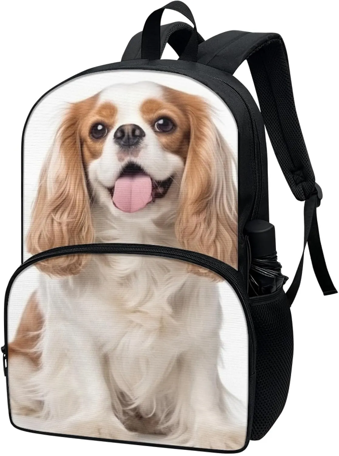 2023 Cavalier King Charles Spaniel Backpack 17" Large Capacity Cute Puppy Dog Bookbags Boys Girls Aged 6-18 Mesh Anti-Splash Schoolbag Primary School Kids Students