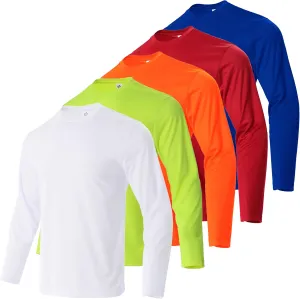 3/5 Pack Men's Long Sleeve Shirts Quick Dry Moisture Wicking Crewneck T-Shirt for Gym Workout Running
