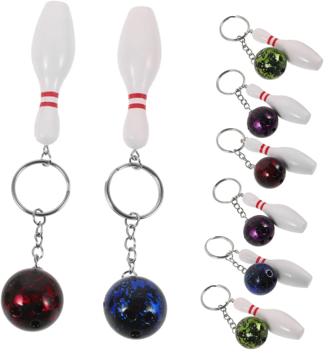 8Pcs Bowling Keychains Durable Bowling Ball and Pin Charms for Sports Events Collectible Souvenirs for Bowling Lovers and Sports Fans