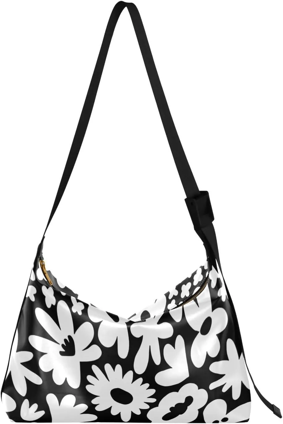 Abstract Cute Hobo Leather Purses for Women Large Crossbody Bags Pattern Floral Print Designer Hobo Bag