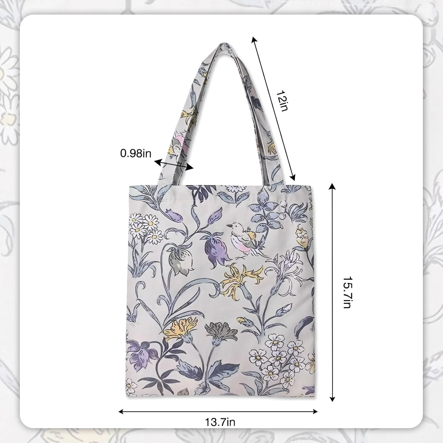 Aesthetic Canvas Cotton Tote Bag for Women with Magnetic Buckle and Zipper Inner Pocket for Girls Lady Shopping Bag