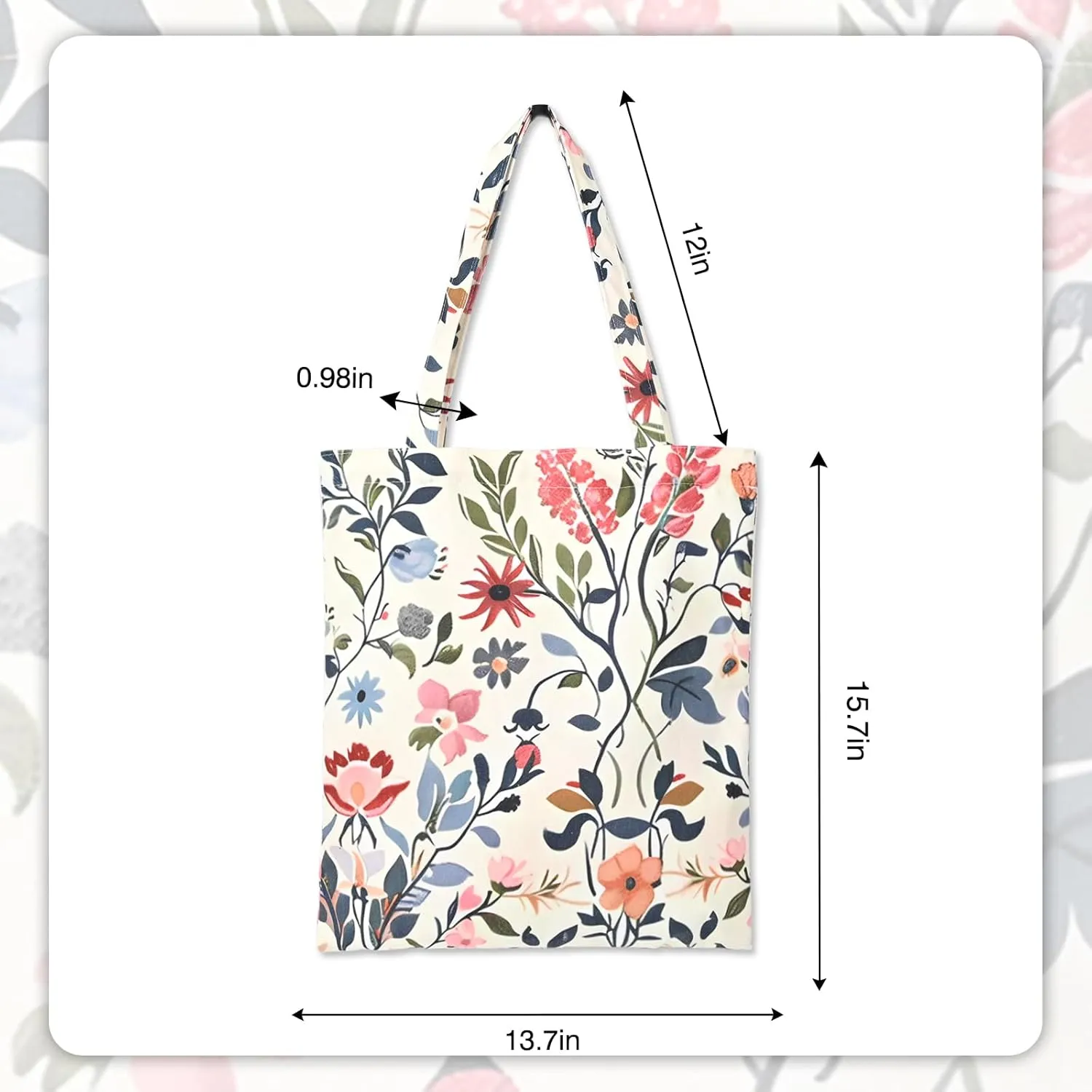 Aesthetic Canvas Cotton Tote Bag for Women with Magnetic Buckle and Zipper Inner Pocket for Girls Lady Shopping Bag