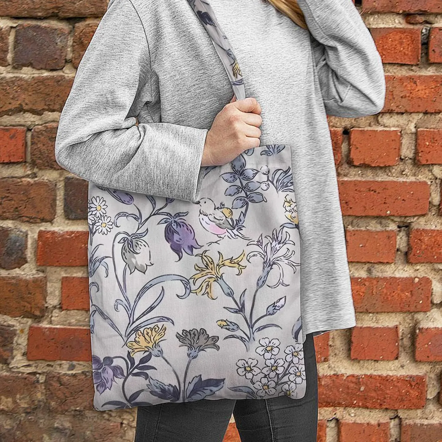 Aesthetic Canvas Cotton Tote Bag for Women with Magnetic Buckle and Zipper Inner Pocket for Girls Lady Shopping Bag