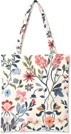 Aesthetic Canvas Cotton Tote Bag for Women with Magnetic Buckle and Zipper Inner Pocket for Girls Lady Shopping Bag