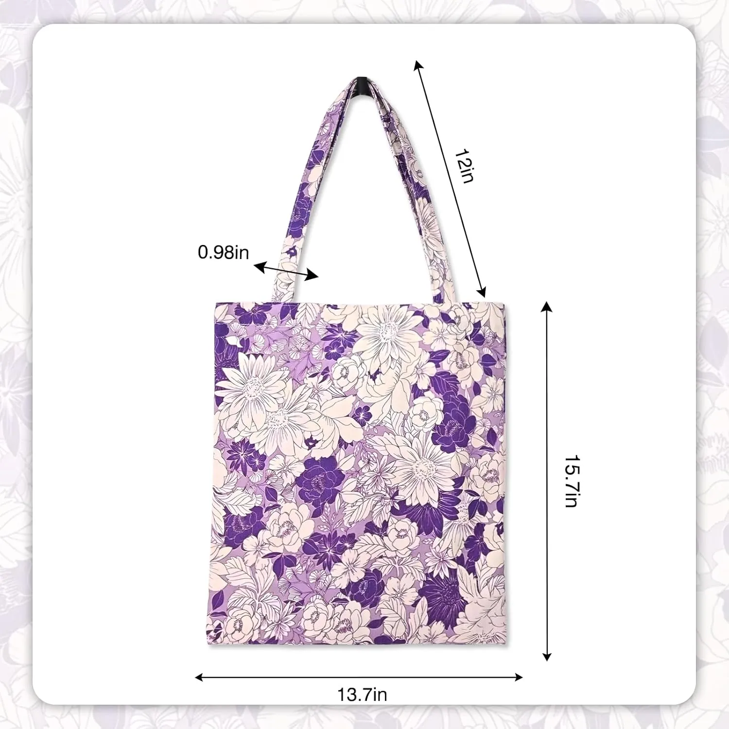 Aesthetic Canvas Cotton Tote Bag for Women with Magnetic Buckle and Zipper Inner Pocket for Girls Lady Shopping Bag