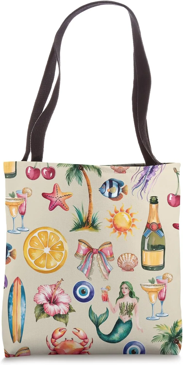 Aesthetic Italian European Summer Beachy Girl Preppy Collage Tote Bag