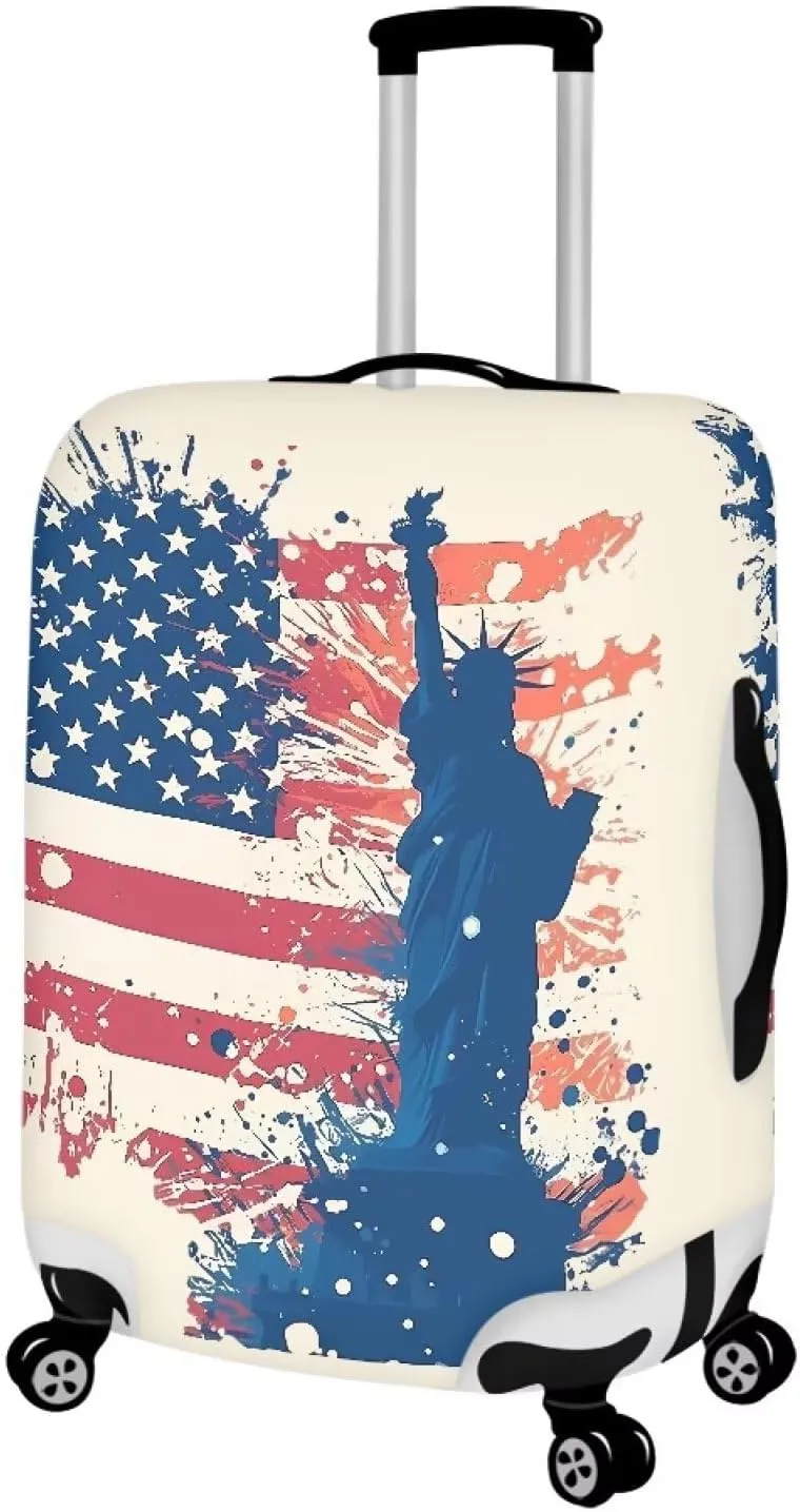 American Flag Pattern Luggage Covers Watercolor Independence Day Flag Fits 18-32 Inch Protector Covers Suitcase Cover Travel Suitcase Protective Cover -XL
