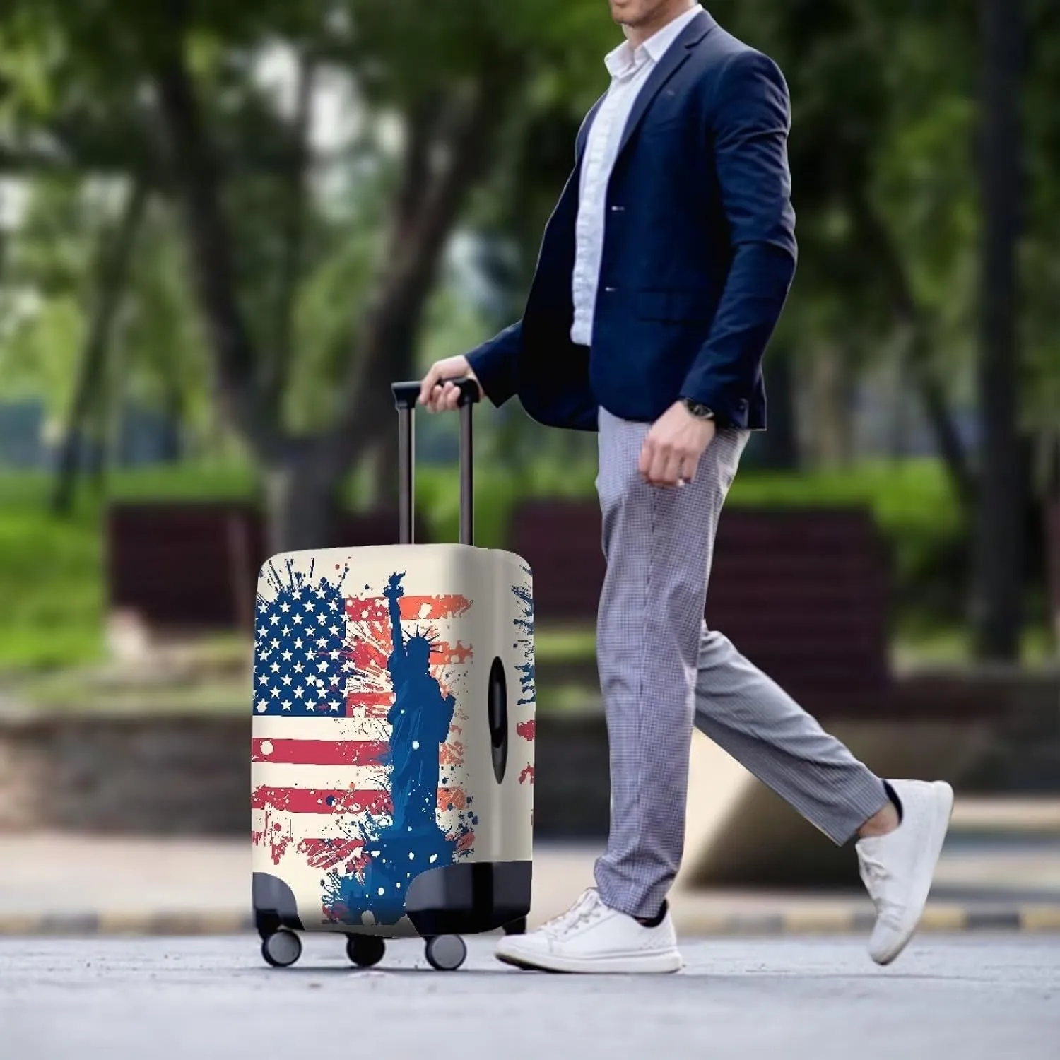 American Flag Pattern Luggage Covers Watercolor Independence Day Flag Fits 18-32 Inch Protector Covers Suitcase Cover Travel Suitcase Protective Cover -XL