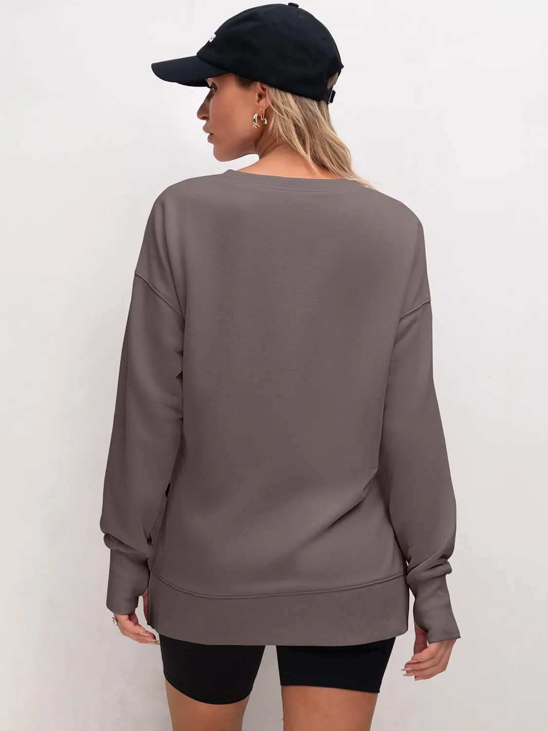 ANRABESS Sweatshirts for women 2025 Fall Fashion Long Sleeve Shirts Crewneck Lightweight Side Split Casual Pullover Top
