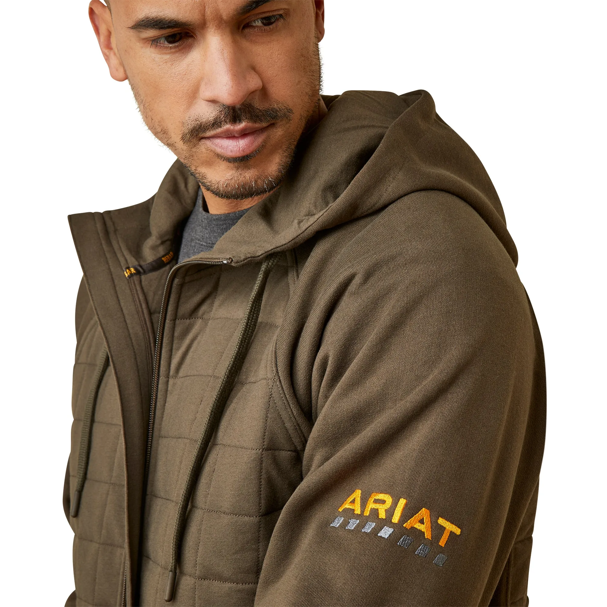 Ariat Men's Rebar Regulator Full Zip Wren Brown Hoodie 10046189