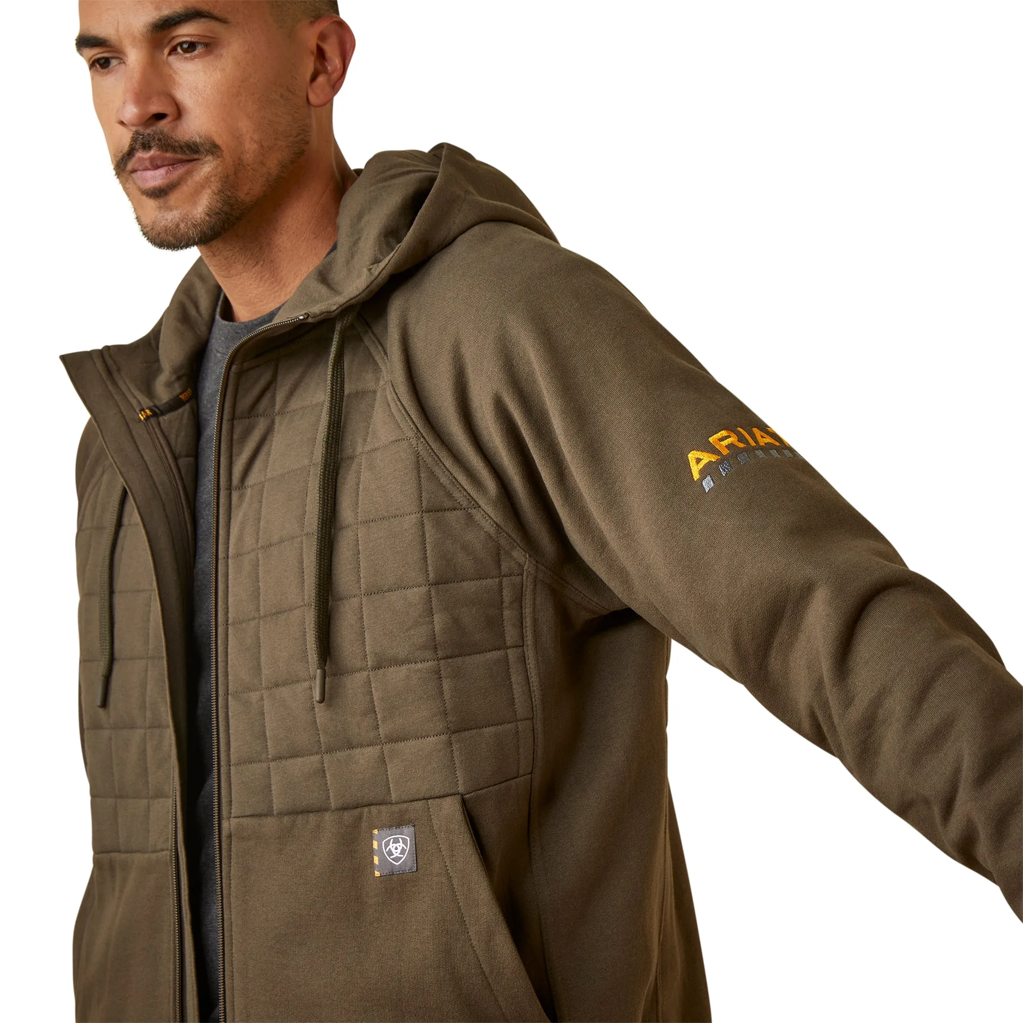 Ariat Men's Rebar Regulator Full Zip Wren Brown Hoodie 10046189