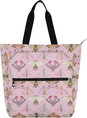 Artistic Animals Book Tote Bag with Zipper Pocket Large Capacity Casual Shoulder Bag for Women, Top Zipper Closure Holiday Gift