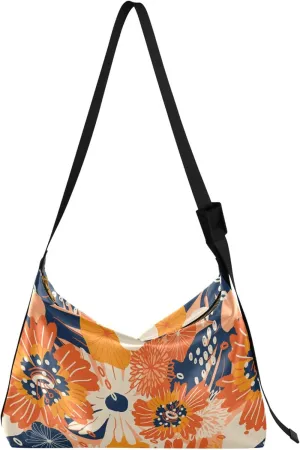 Autumn Maple Leaves Hobo Leather Bags for Women Large Men Leather Purse Designer Leaf Print Shoulder Designer Bag