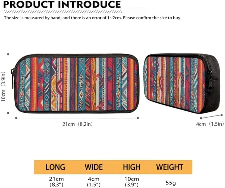 Aztec Tribal Stripe Print Backpack Shoulder Lunch Bag and Pen Case Bag Set Ethnic Retro Zigzag Geometry Pattern 3 Pcs Travel Laptop Backpack Fit for Gifts for Men & Women