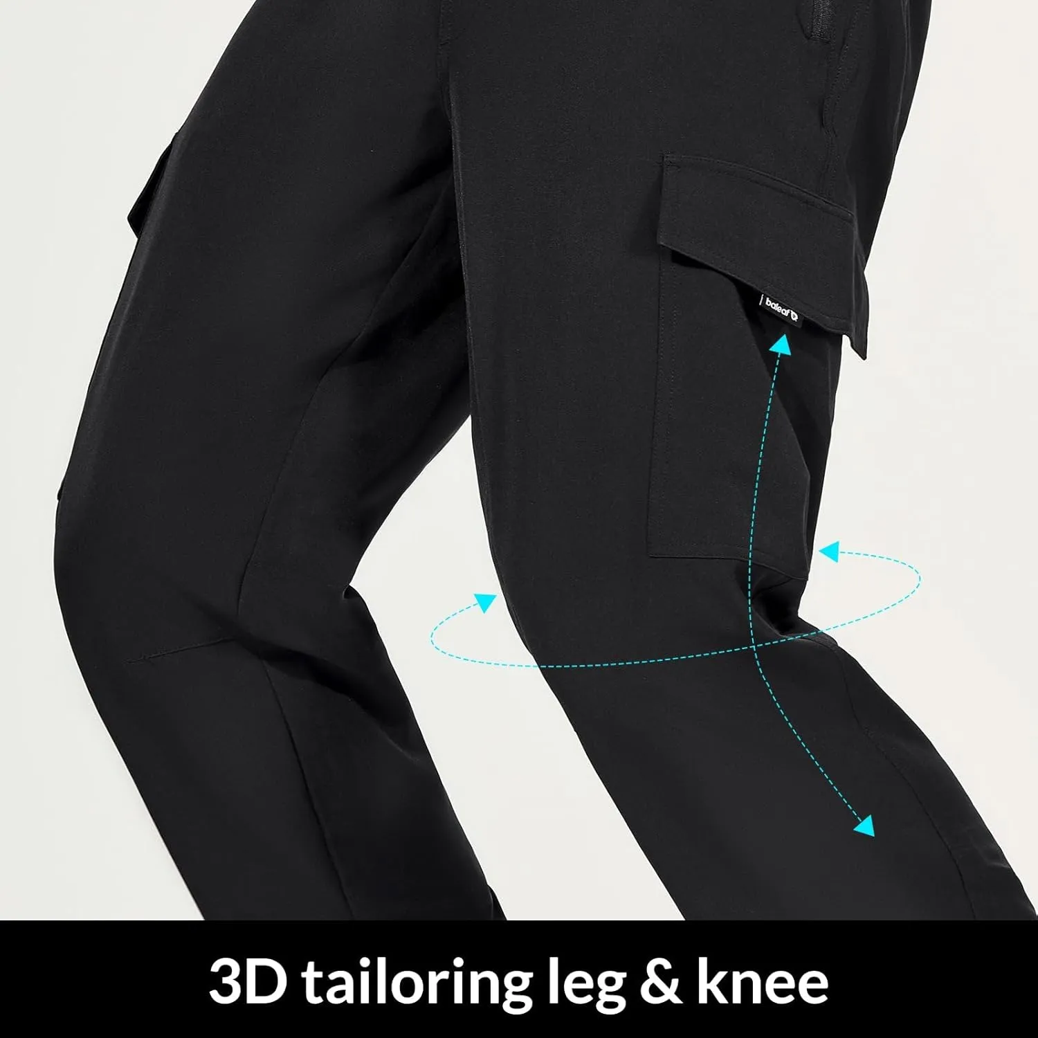 baleaf Men's Hiking Pants Water Resistant Cargo Quick Dry Travel Elastic Waist with Zip Pockets UPF 50  for Work Running