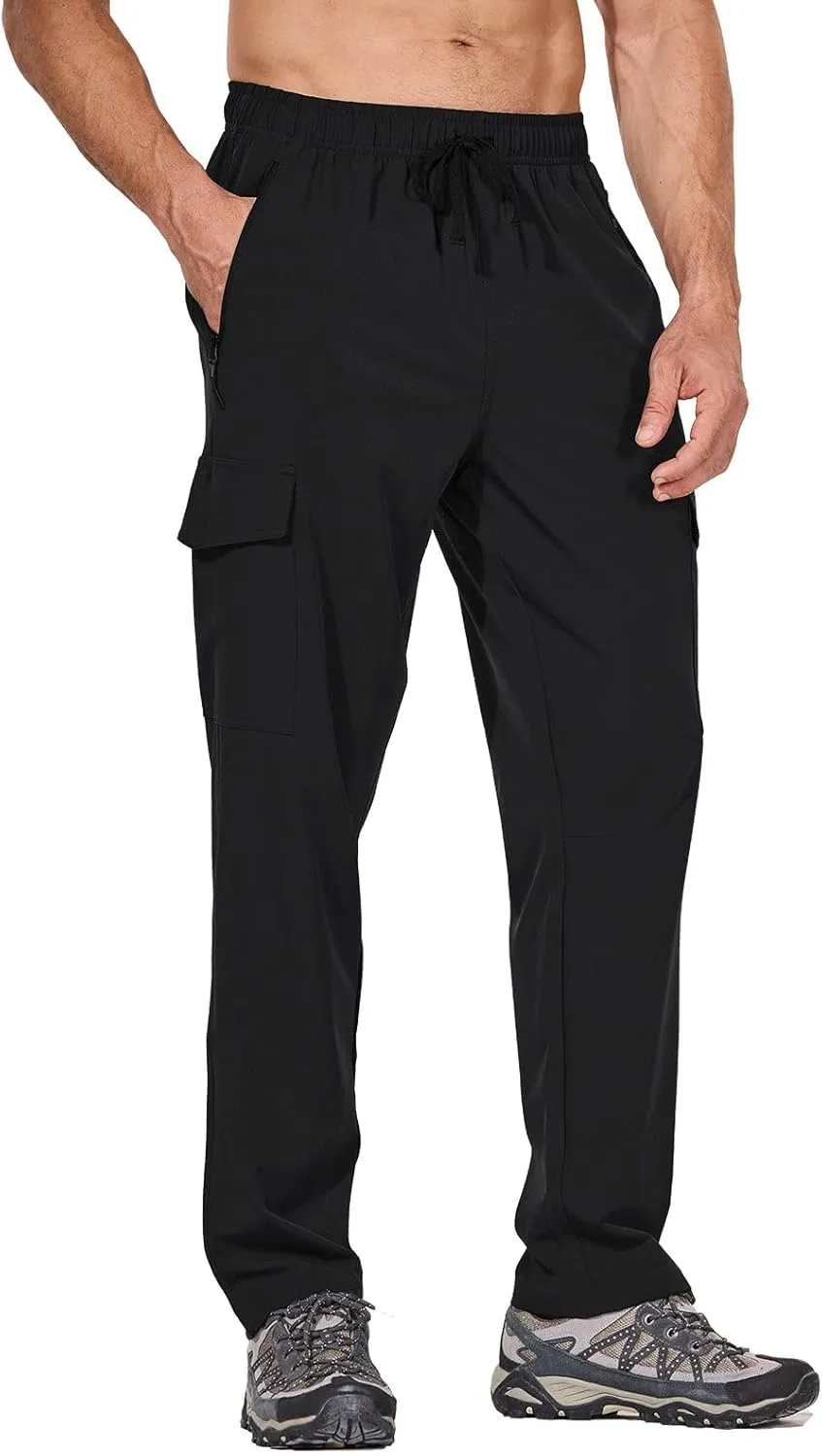 baleaf Men's Hiking Pants Water Resistant Cargo Quick Dry Travel Elastic Waist with Zip Pockets UPF 50  for Work Running