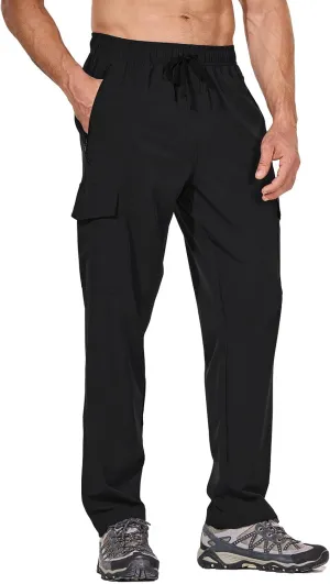 baleaf Men's Hiking Pants Water Resistant Cargo Quick Dry Travel Elastic Waist with Zip Pockets UPF 50  for Work Running