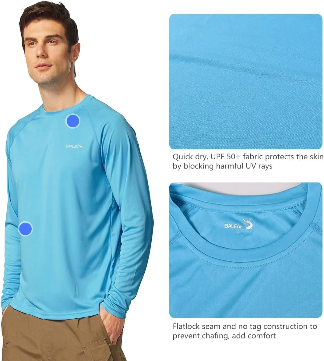 baleaf Men's Sun Protection Shirts UV SPF UPF 50  Long Sleeve Rash Guard Fishing Running Quick Dry Lightweight
