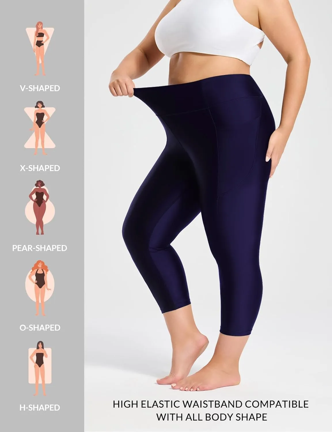 baleaf Women's 20" High Waisted Swim Pants 2025 Long Swim Capris UPF50  Swimsuit with Liner and Pockets