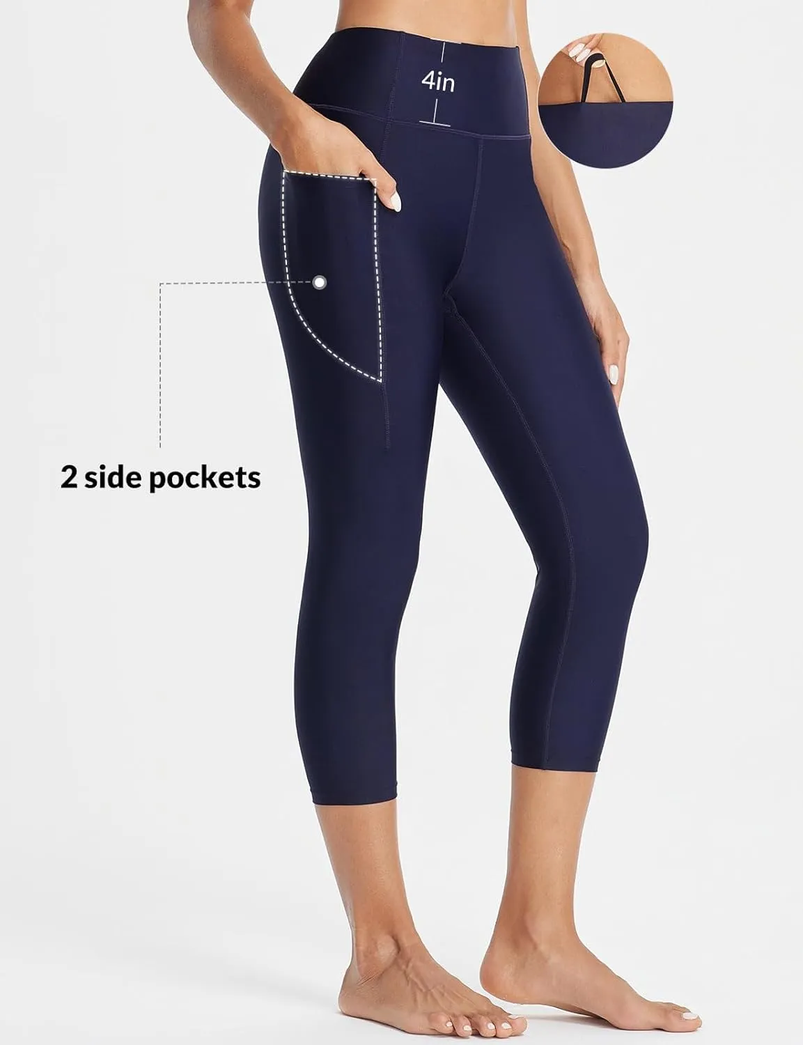 baleaf Women's 20" High Waisted Swim Pants 2025 Long Swim Capris UPF50  Swimsuit with Liner and Pockets