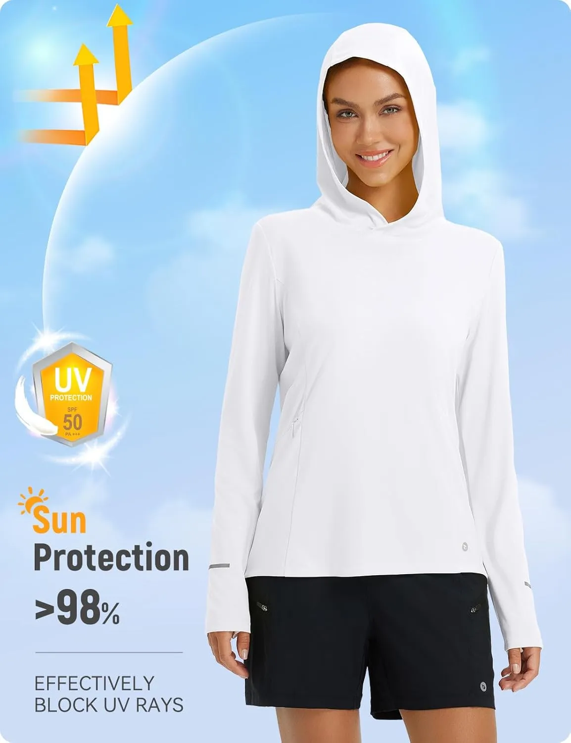baleaf Women's Sun Shirts UPF 50  Hoodie Long Sleeve Spf UV Shirt Lightweight Quick Dry Hiking Zip Pocket