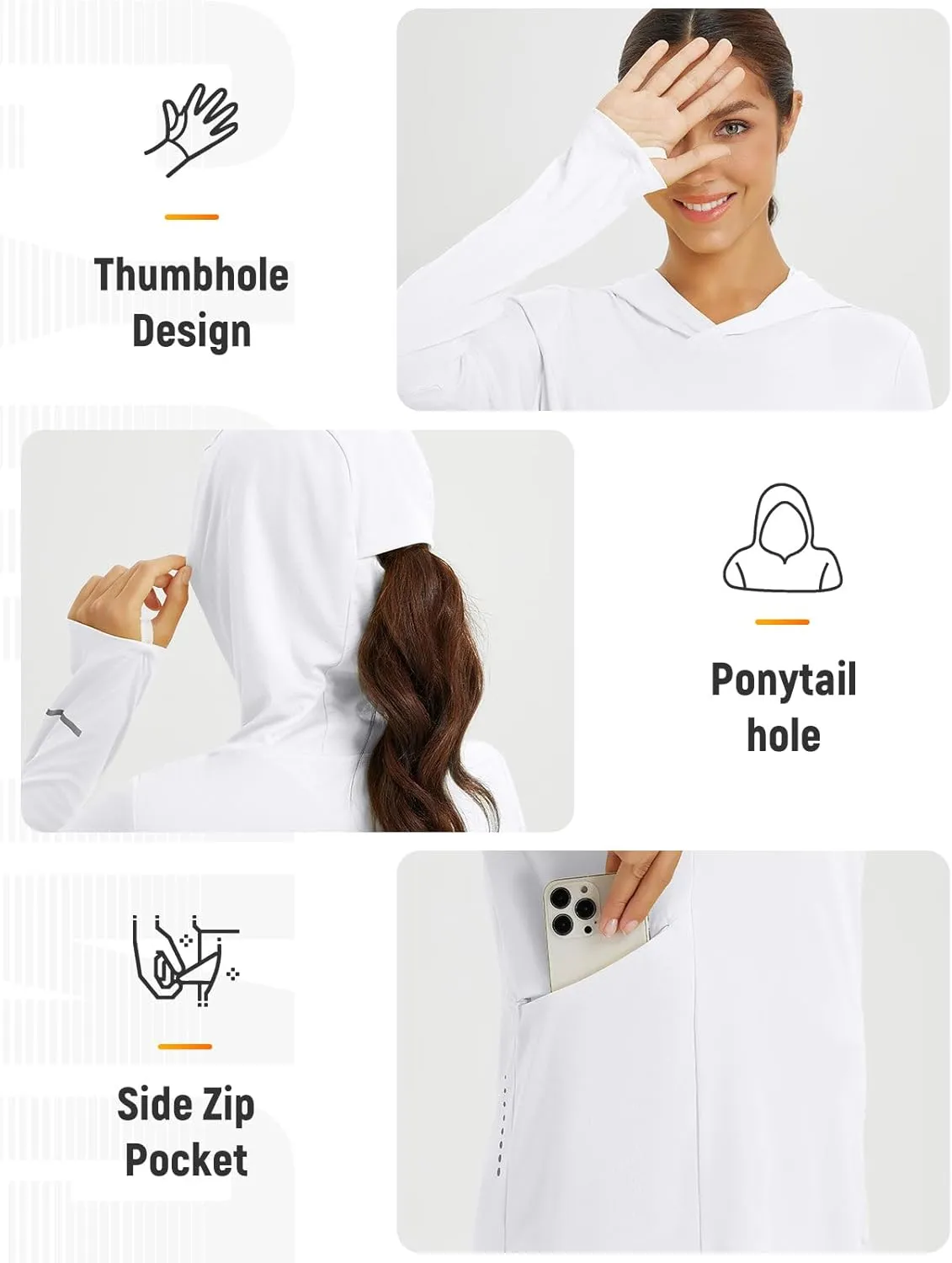 baleaf Women's Sun Shirts UPF 50  Hoodie Long Sleeve Spf UV Shirt Lightweight Quick Dry Hiking Zip Pocket