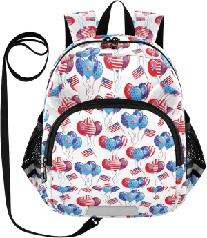 Balloons and Flags White Little Kid Toddler Backpack Baby Boys Girls Kindergarten Pre School Bags Cute Cartoon Backpacks for children