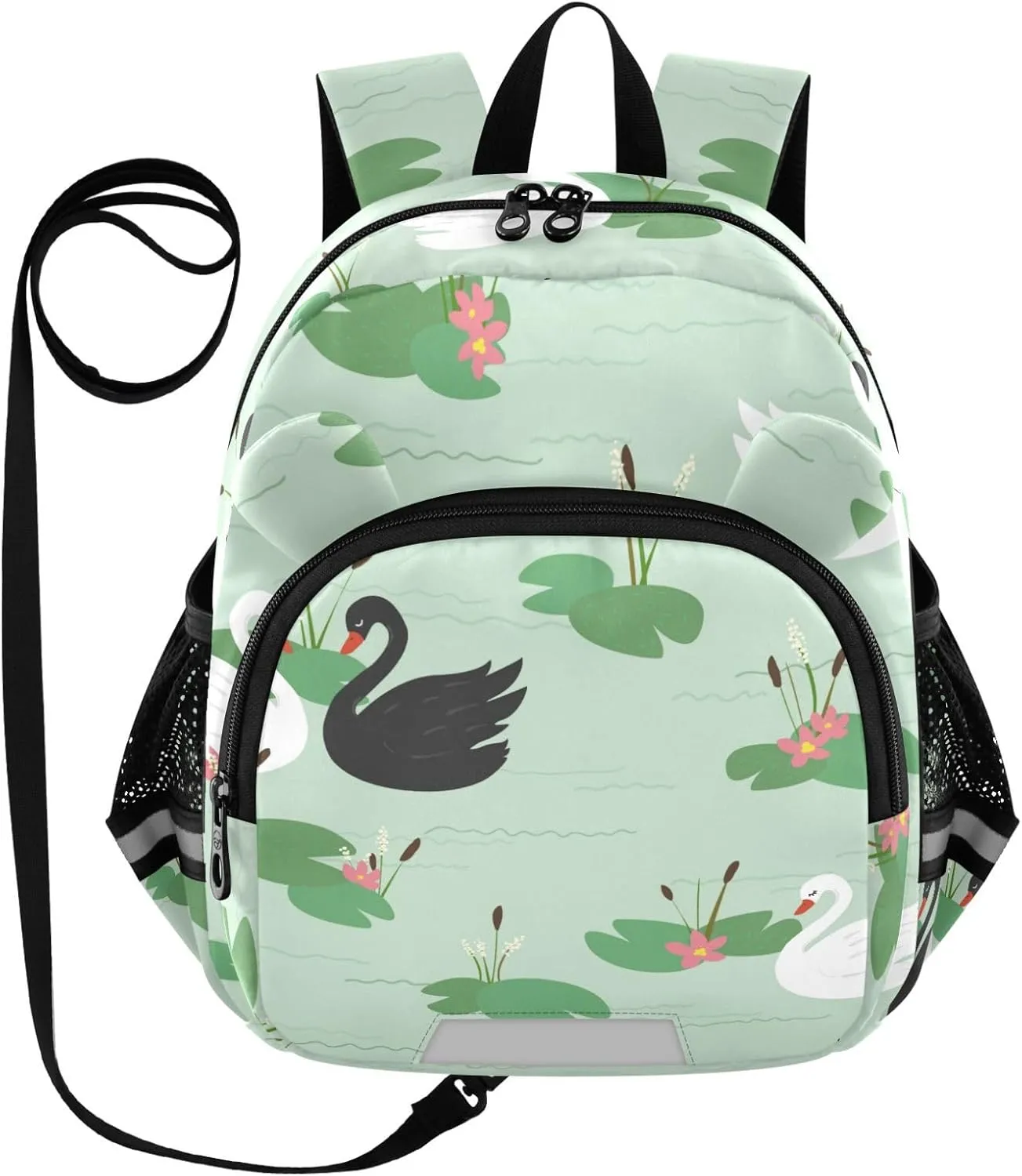 Beautiful White and Black Swans and Water Lilies Little Kid Toddler Backpack Baby Boys Girls Kindergarten Pre School Bags Cute Cartoon Backpacks for children