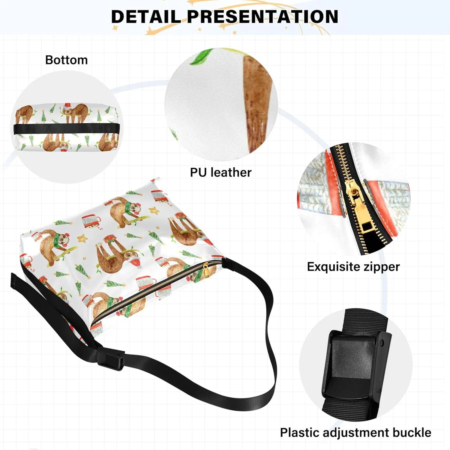 Bee Picking Nectar Leather Hobo Handbags Women Large Crossbody Purse Soft Animal Print Shoulder Handbag