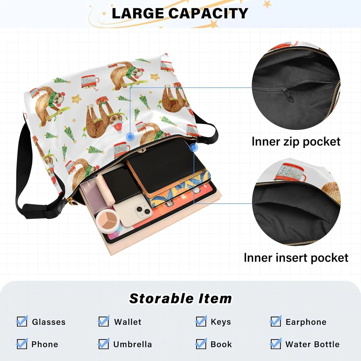 Bee Picking Nectar Leather Hobo Handbags Women Large Crossbody Purse Soft Animal Print Shoulder Handbag
