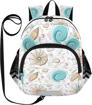 Beige and Blue Seashells Little Kid Toddler Backpack Baby Boys Girls Kindergarten Pre School Bags Cute Cartoon Backpacks for children