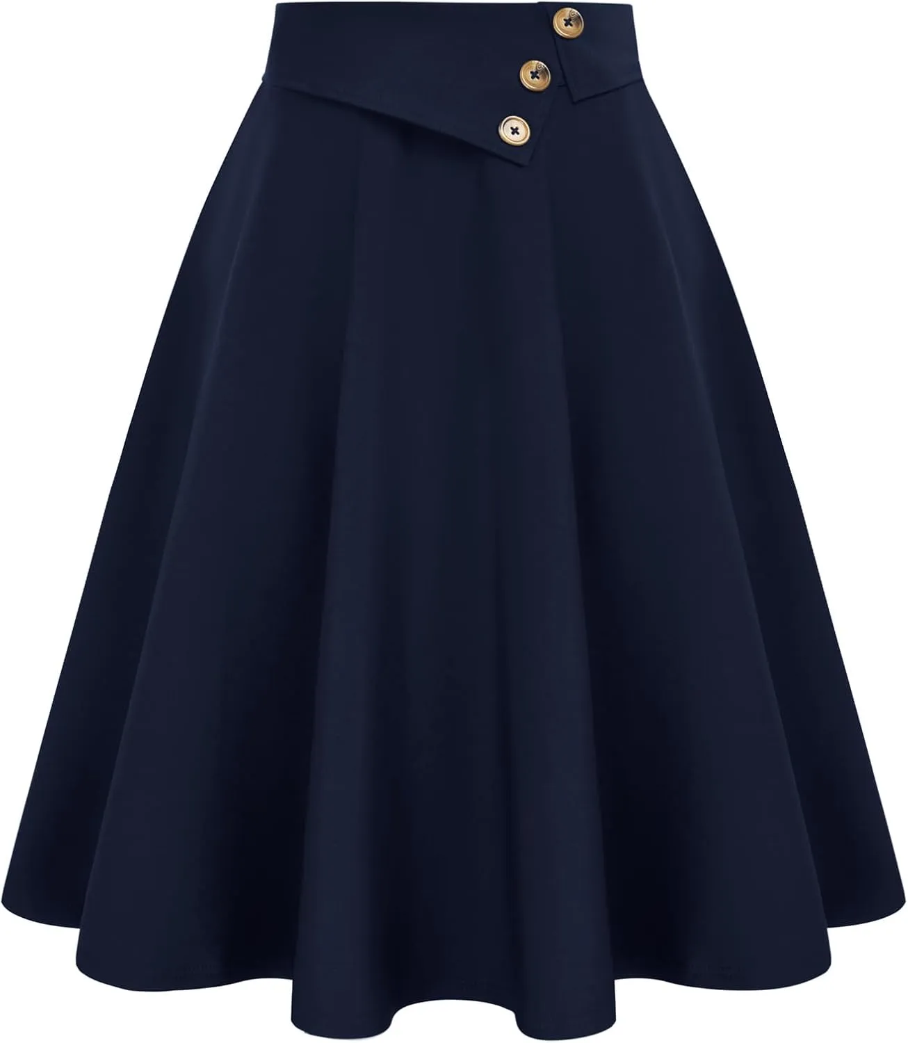 Belle Poque Womens High Waisted Skirts with Pockets Swing A Line Vintage Midi Skirt