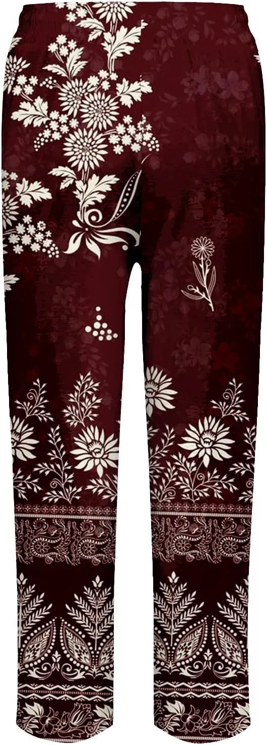 Belted Linen Pants Summer Womens Linen Capris with Pockets Womens Linen Loose Fit Pants Casual