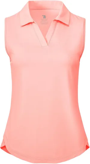 BGOWATU Women's Sleeveless Golf Polo Shirts Collared V Neck Tennis Tank Tops UPF 50  Quick Dry Lightweight