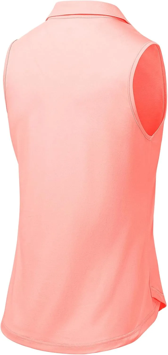 BGOWATU Women's Sleeveless Golf Polo Shirts Collared V Neck Tennis Tank Tops UPF 50  Quick Dry Lightweight