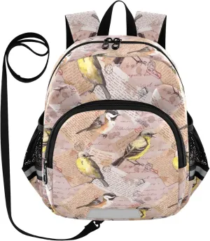 Birds Vintage Letters Little Kid Toddler Backpack Baby Boys Girls Kindergarten Pre School Bags Cute Cartoon Backpacks for children