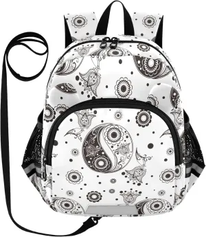 Black Circular Ornament Little Kid Toddler Backpack Baby Boys Girls Kindergarten Pre School Bags Cute Cartoon Backpacks for children