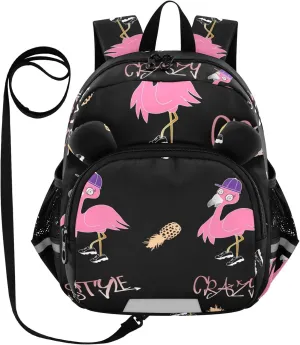 Black Cool Flamingos Little Kid Toddler Backpack Baby Boys Girls Kindergarten Pre School Bags Cute Cartoon Backpacks for children