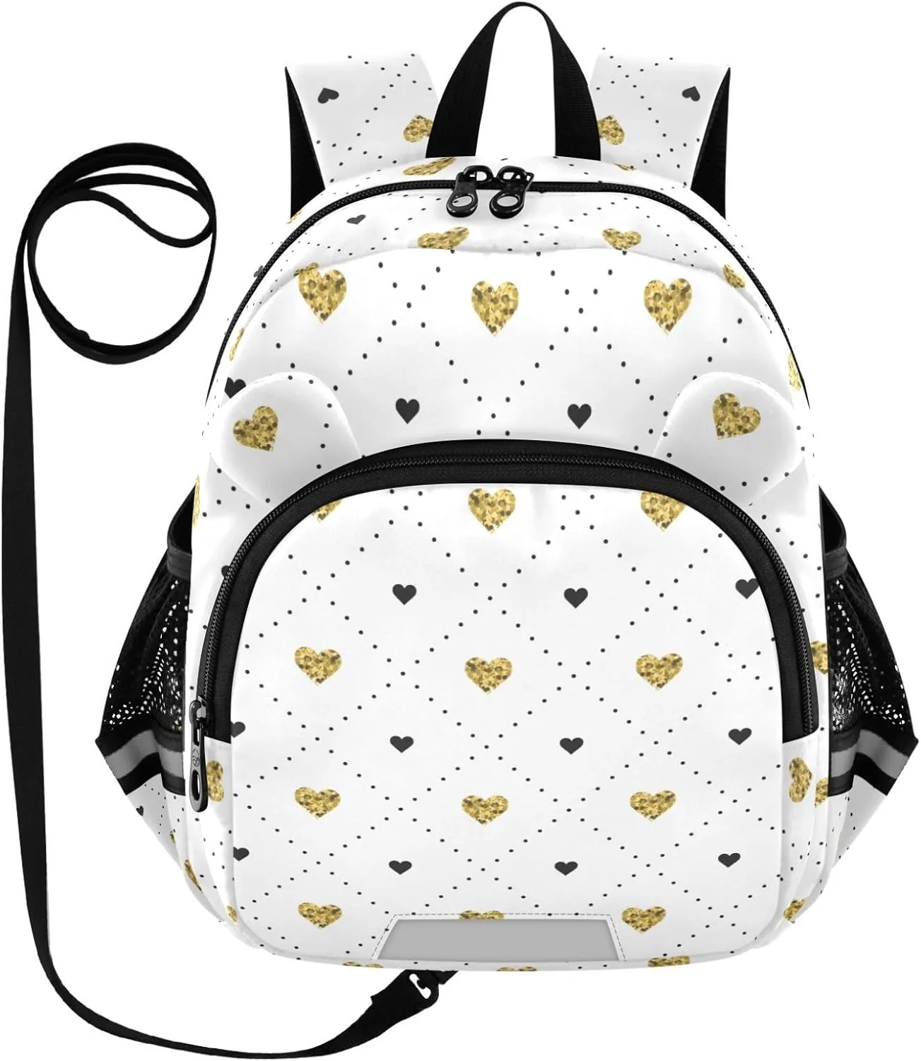 Black Gold Heart Shapes Little Kid Toddler Backpack Baby Boys Girls Kindergarten Pre School Bags Cute Cartoon Backpacks for children