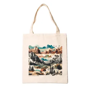 Black Lantern Recycled Tote Bags - Zion National Park Recycled Fabric Tote Bag  Eco-Friendly Cotton Canvas Shoulder Bag  Durable Reusable Grocery, Beach, and Everyday Carryall