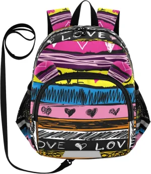 Black Love Heart Little Kid Toddler Backpack Baby Boys Girls Kindergarten Pre School Bags Cute Cartoon Backpacks for children