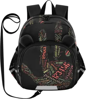 Black Palm Print Little Kid Toddler Backpack Baby Boys Girls Kindergarten Pre School Bags Cute Cartoon Backpacks for children