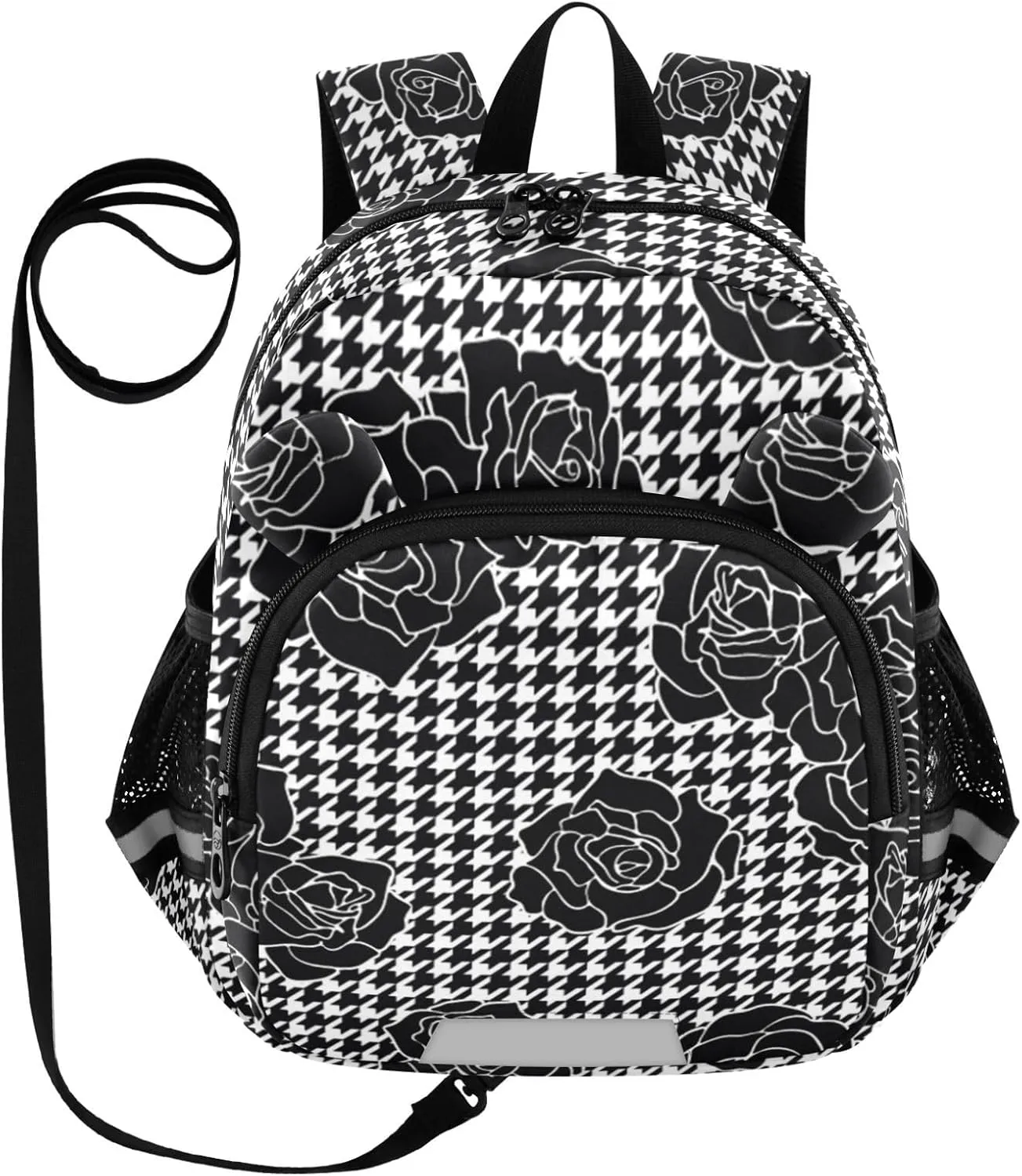 Black Roses Houndstooth Little Kid Toddler Backpack Baby Boys Girls Kindergarten Pre School Bags Cute Cartoon Backpacks for children