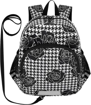 Black Roses Houndstooth Little Kid Toddler Backpack Baby Boys Girls Kindergarten Pre School Bags Cute Cartoon Backpacks for children