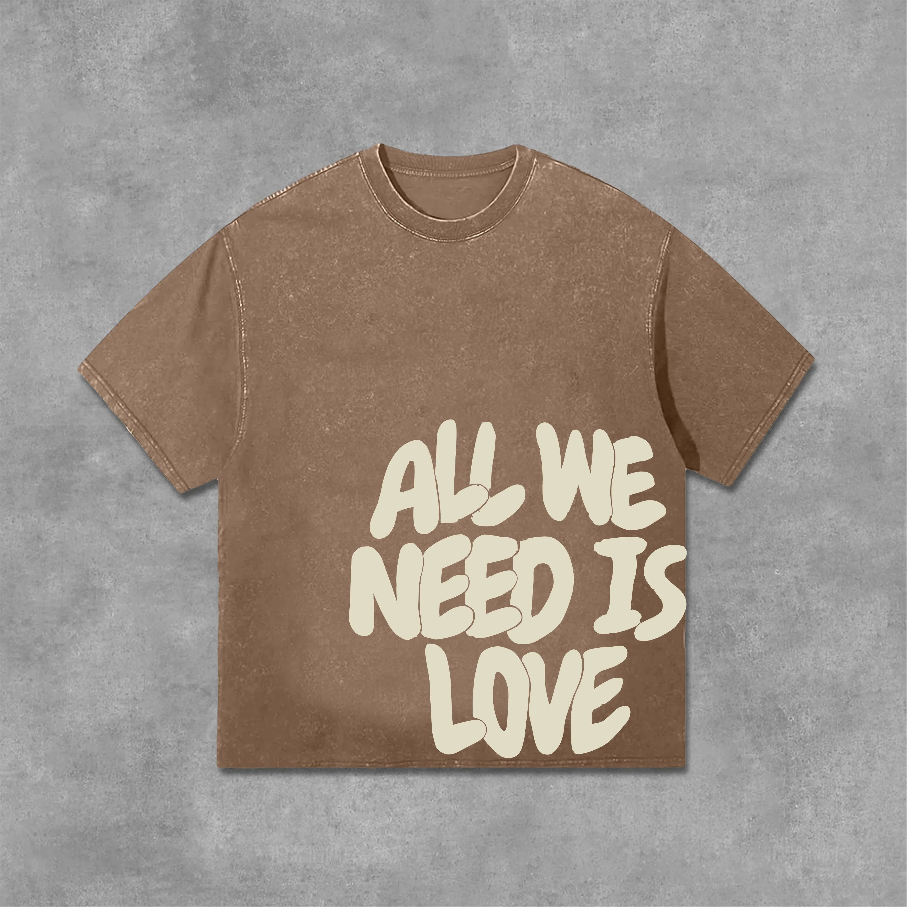 Blavra All We Need Is Love Print Graphic Acid Washed T-Shirt