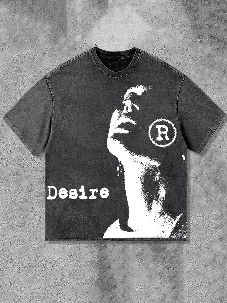 Blavra Desire Graphic Acid Washed T-Shirt
