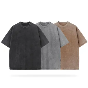 Blavra Essentials Vintage Washed Blank Tees 3-Pack (Black, Grey, Brown)